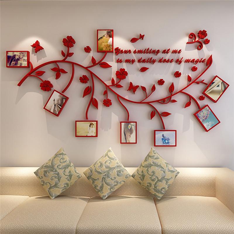 3D DIY Photo Frame Family Photo Acrylic Sticker Wall Decals Adhesive PVC Wall Stickers Mural Art Home Decor
