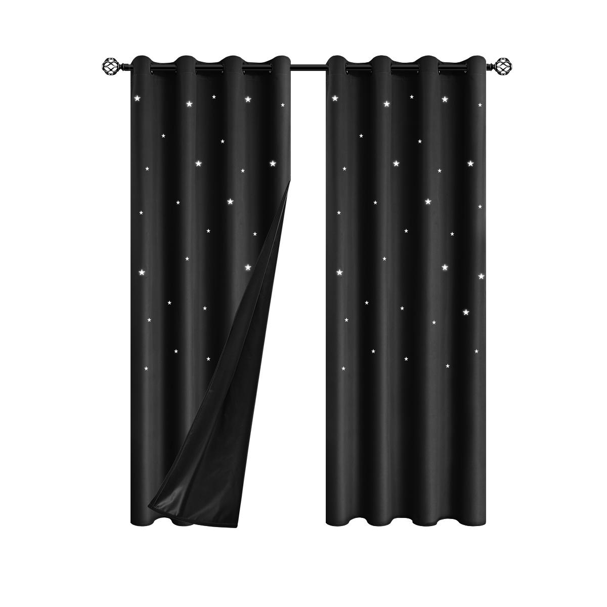 

1 шт. эксклюзивные ажурные шторы со звездным небом, идеально подходят для любой комнаты 100X130CM 1PC&Grommet Top чёрный