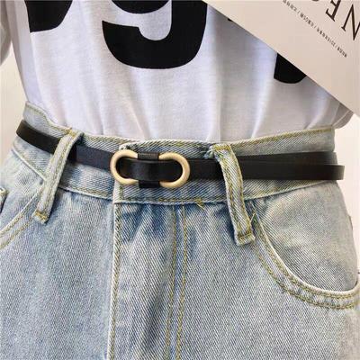Women's Summer Gold Buckle Thin PU Leather Waist Belt