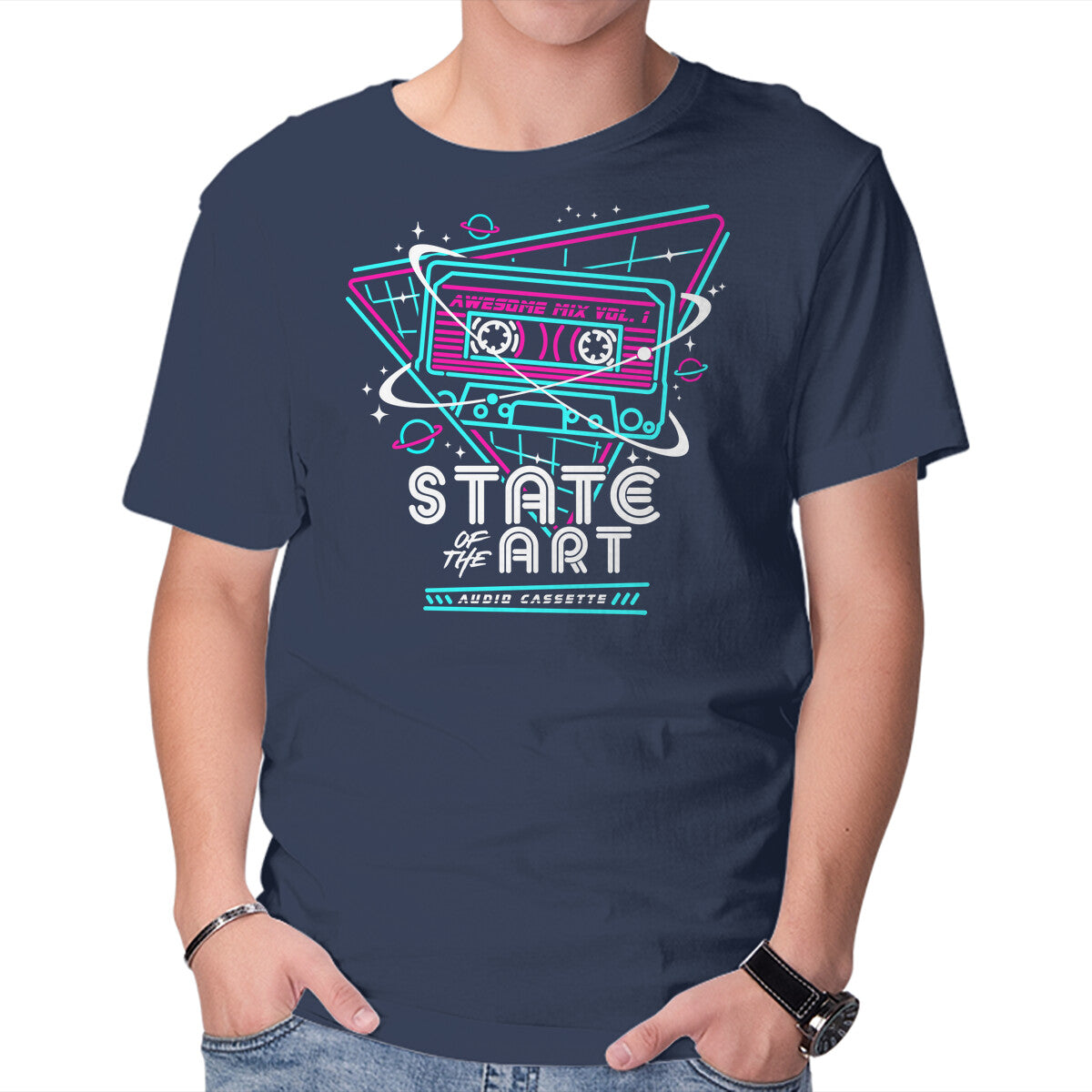 Unisex Crew Neck T-Shirt State Of The Art Graphic Short Sleeve Casual Tee XXL