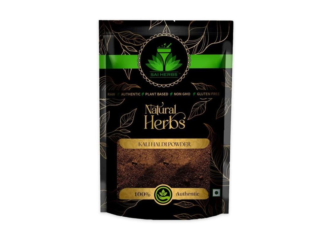 SAI HERBS Порошок Кала Халди - Порошок Черной Куркумы - Чистый и Натуральный (100 г)