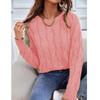 Maglieria da donna Maglione lavorato a trecce Autunno Girocollo Pullover a maniche lunghe Top Maglione allentato casual invernale da donna
