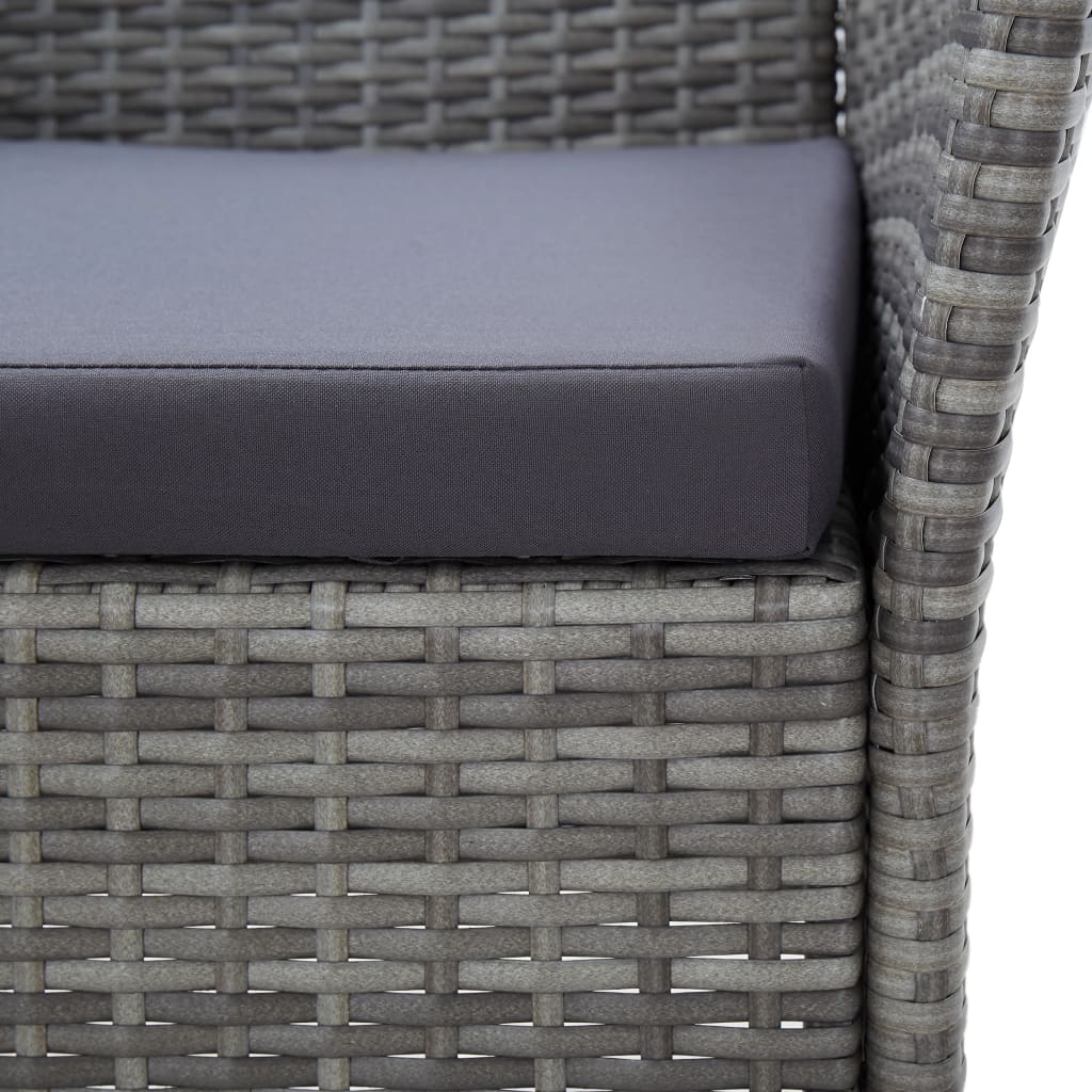 9 Piece Garden Dining Set with Cushions Poly Rattan Gray