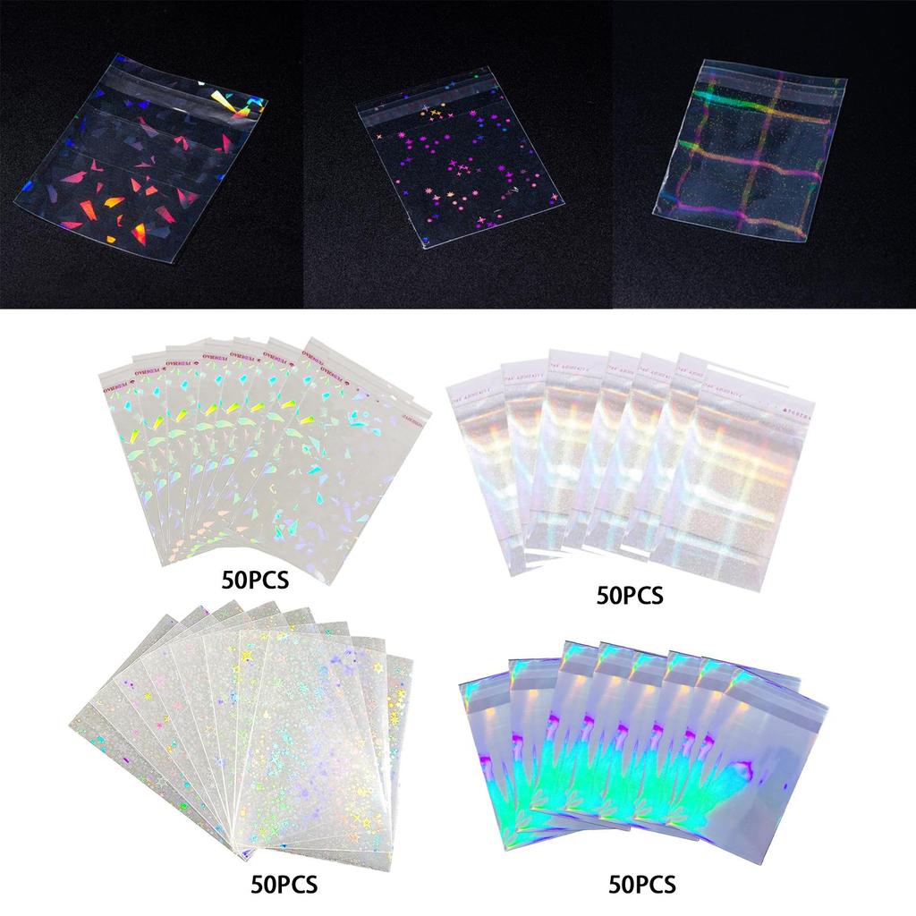 50 Pieces Transparent Holographic Trading Cards Film