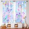 Butterfly Curtains Girls Room Rainbow Pink Purple Galaxy Star Princess Kids Drapes Treatments Living Rooms Curtain Polyester Perfect For