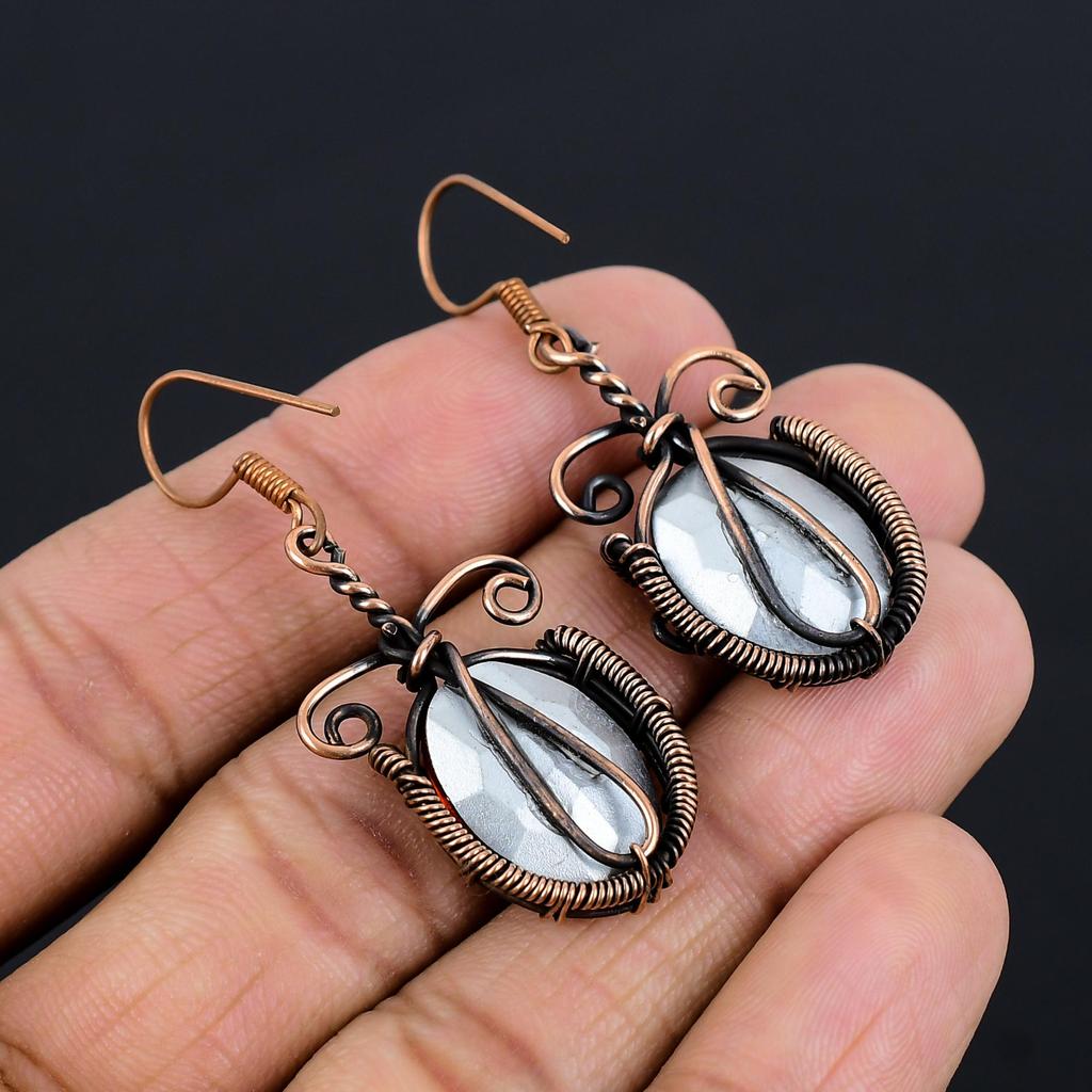 Citrin Ohrringe, 999 Kupferdraht umwickelter Edelsteinschmuck, Handgefertigte Ohrringe, Für Thanksgiving