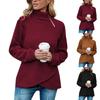 Women's Irregular High Neck Plush Casual Sweatshirt Zipper Loose Top
