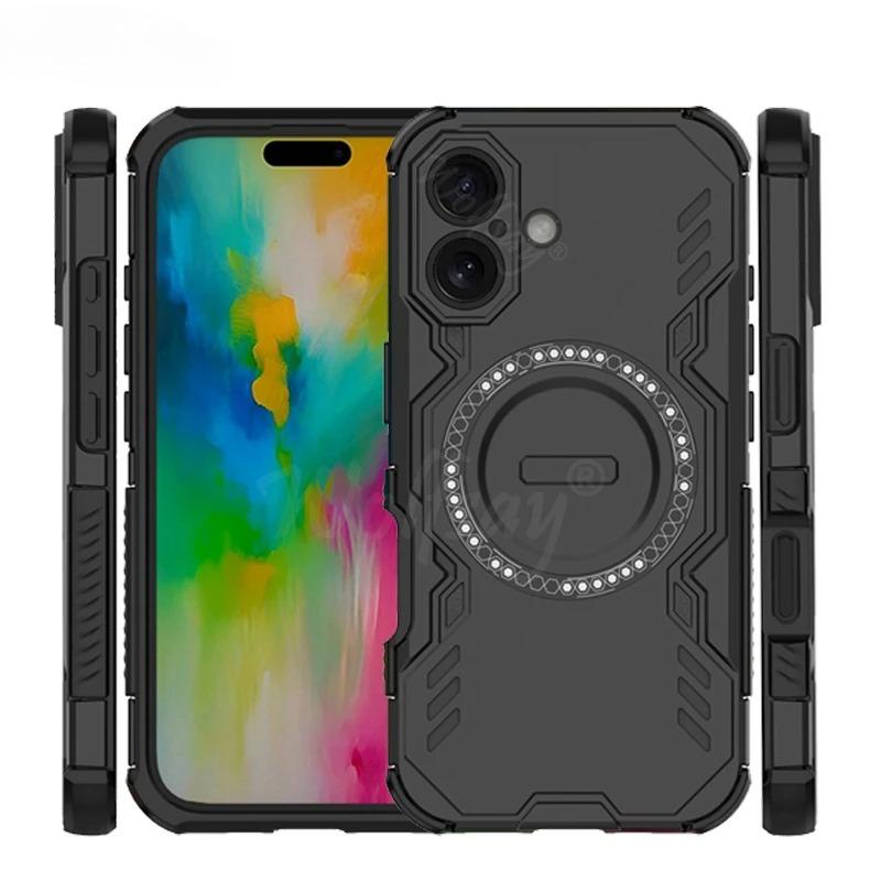 Pouzdro s tvrdým pancířem pro iPhone 16 Magnetická adsorpce Bezdrátové nabíjení Kryt pro iPhone 16 15 Pro Max 16e Pouzdro pro iPhone 16e Pouzdro