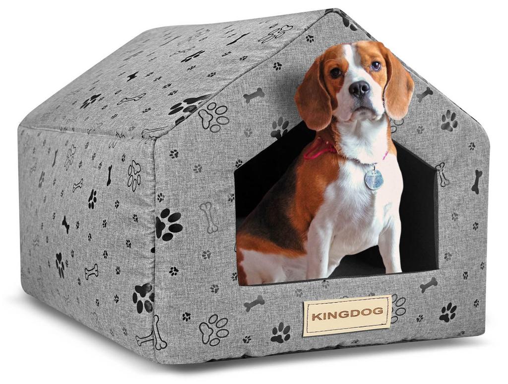 Hundehausbett 50x40 cm Wasserdicht Knochen Schwarz