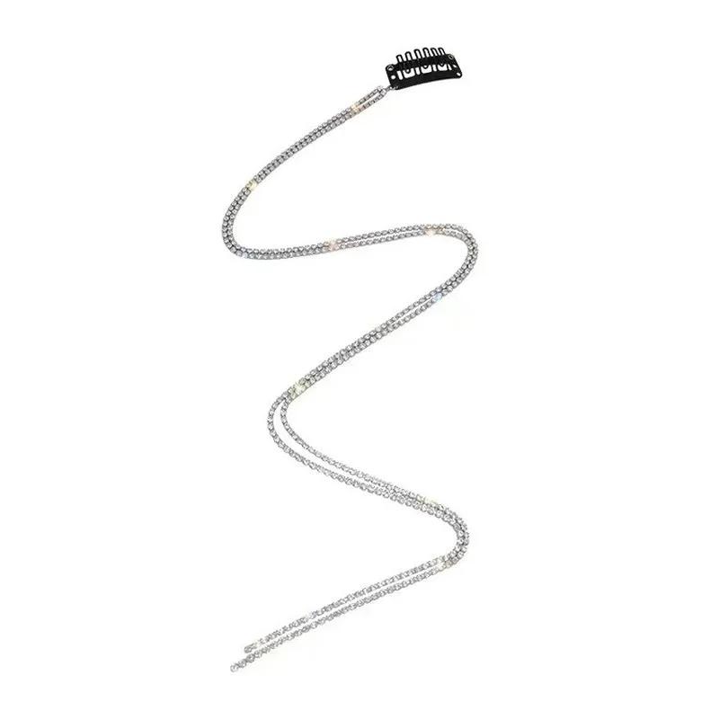 Fashion Women's Tassel Flash Diamond Silver Chain Hairpin Temperament Braided Hair Dreadlocks Plaits Ponytail Jewelry Headwear