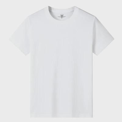 Men's Plus Size White Round Neck Short-Sleeve Trendy T-Shirt