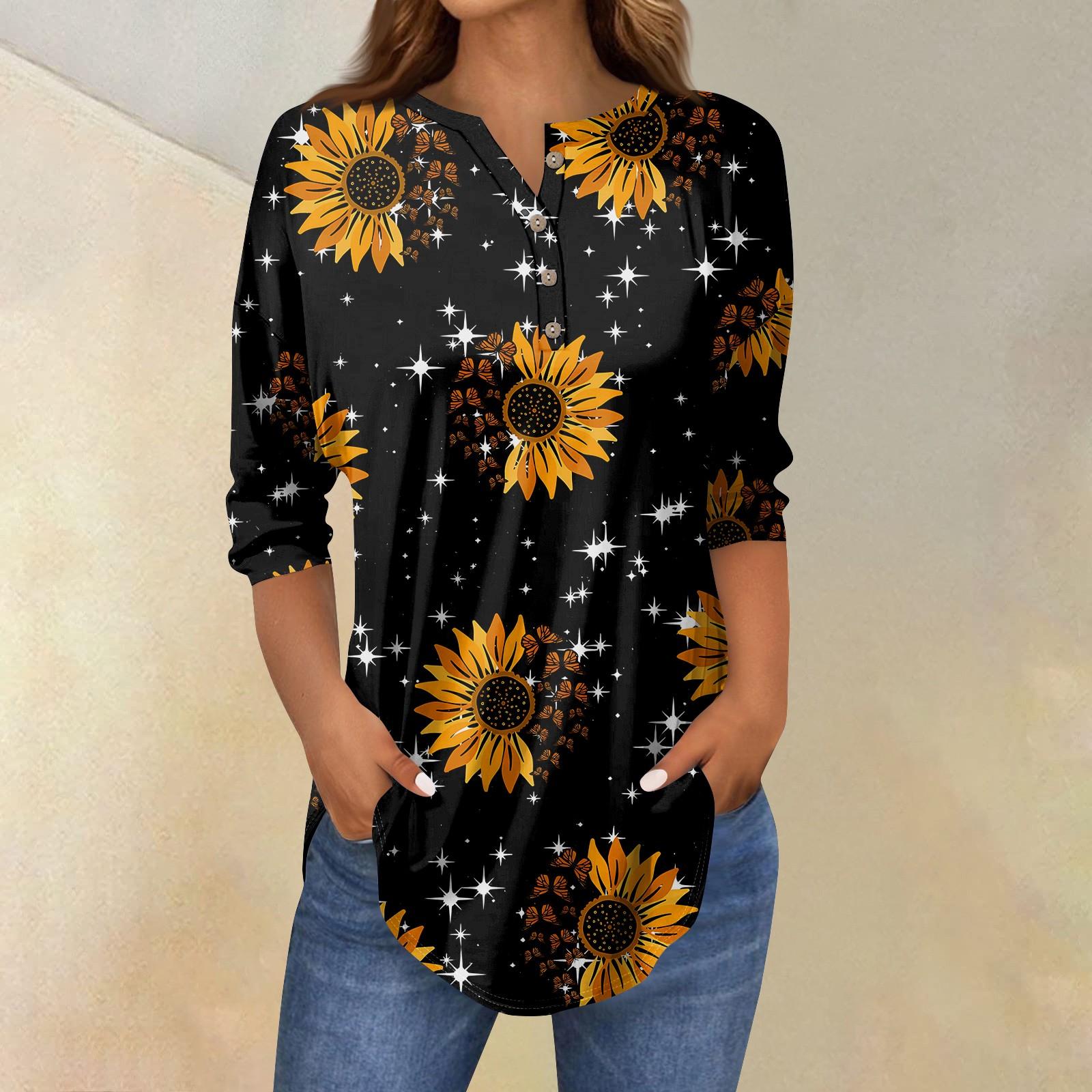 

Рубашки с рукавом 3/4 для женщин, модные, повседневные, с круглым вырезом, с принтом, футболка, топ XL