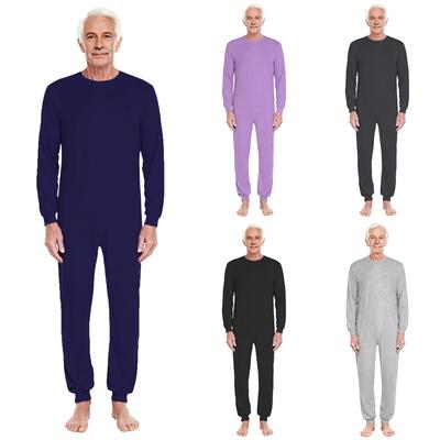 Unisex Adaptive Jumpsuit Crew Neck Design Long Sleeve Back Zipper Long Pants One-piece Romper Special Needs