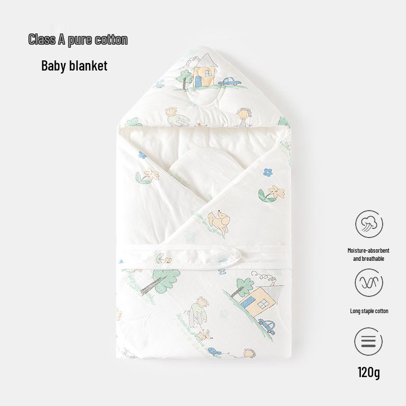 Pure Cotton Newborn Swaddle Blanket - 120g, Perfect for Spring & Autumn, Ideal for Delivery Room and Baby Wraps.