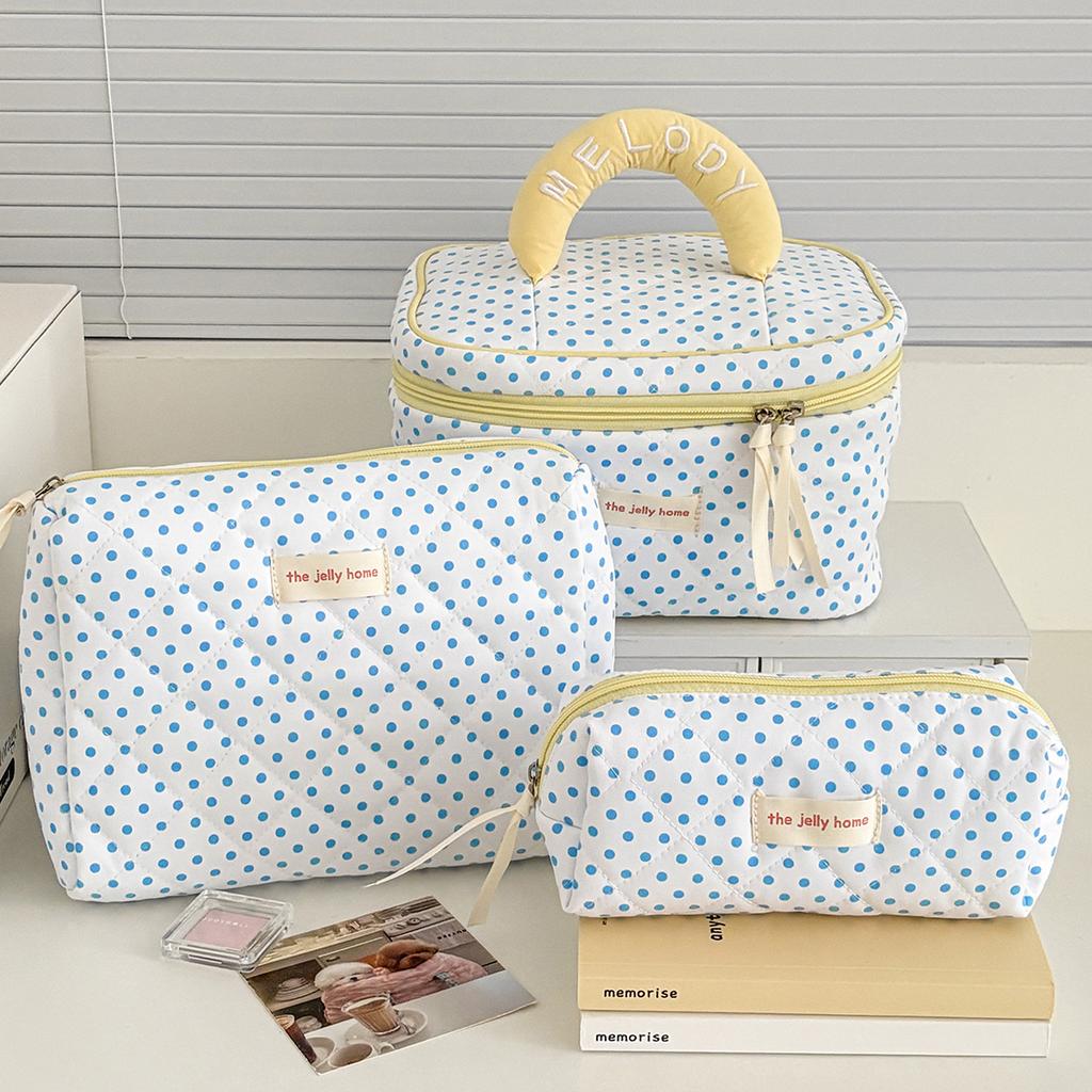 2025 New 3 Bags Set Women Makeup Bag Large Capacity Cosmetic Toiletry Storage Pouch Handbag Make Up Square Zipper Quilting Bag
