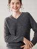Women's Autumn Winter Cashmere V-Neck Raglan Sleeve Thick Knit Sweater