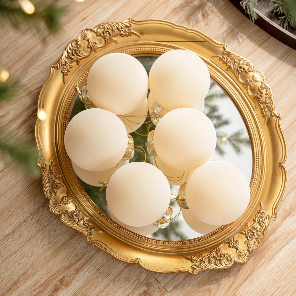 

6pcs Shatterproof Christmas Hanging Balls 8cm Merry Christmas Decor Holiday Festive кремовый