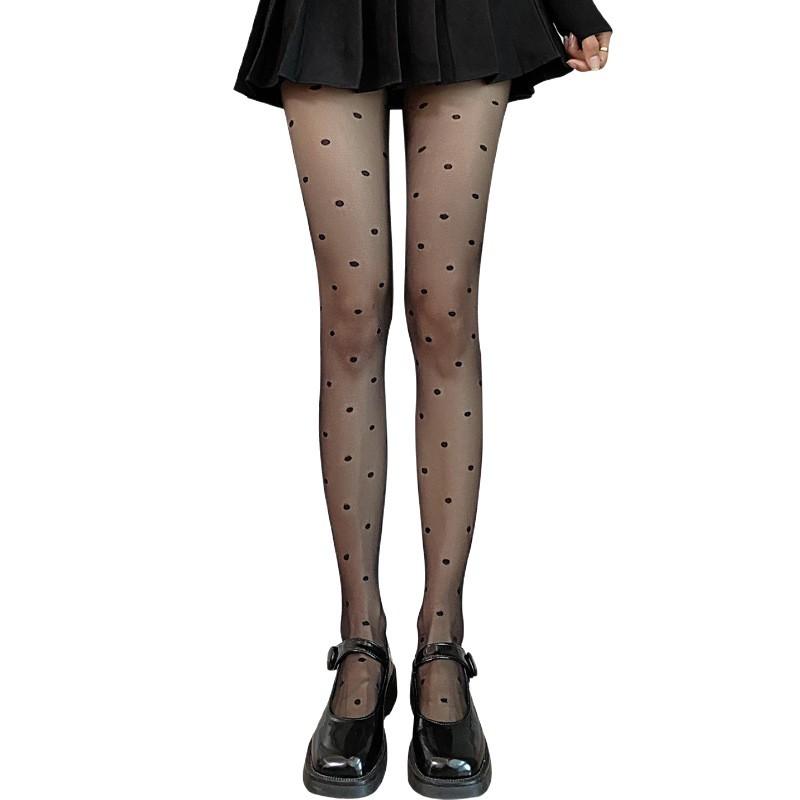 Sheer Dot Pattern Pantyhose - 0D Ultra Sheer Summer Tights with Run-Resistant & Silky Black Design