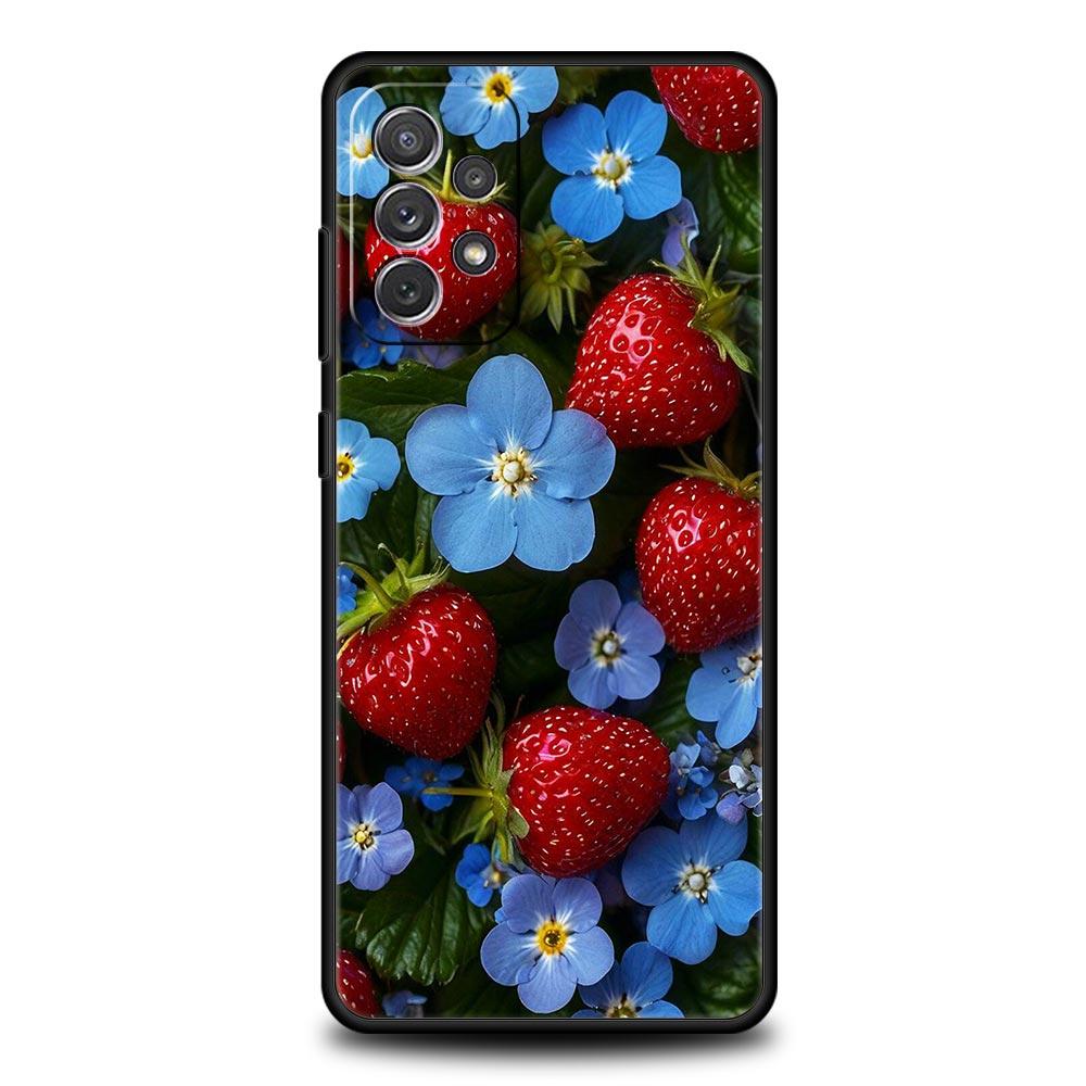 

Summer Strawberry Flowers Phone Case for Samsung A17 A13 A15 A25 A35 A51 A55 A71 A21S A11 A31 A41 A23 A53 A73 5G A03S A05s Cover Samsung A31