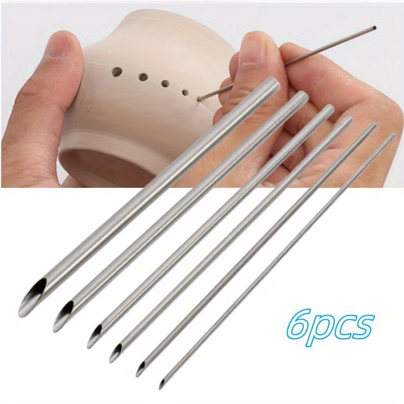 

6pc Stainless Steel Pottery Punch Tool, Ceramic Art Hole Opener. Polymer Clay Engraving Tool Set - Precision Engraving, Punching
