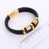 Stainless Steel Leather Braided Bracelet Men Minimalist Geometric Rhombus Design Gold Black