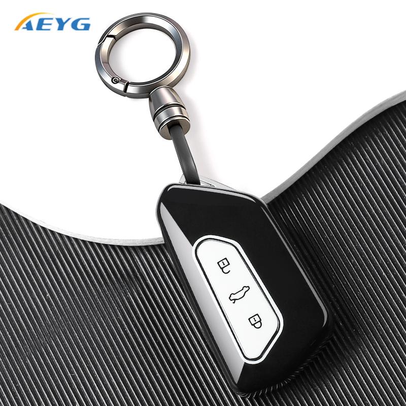 Fashion Soft Tpu Car Key Cover Case Protection Shell Keychain For Vw Golf 8 Mk8 Gti Gtd R Id3 Id4 Smart Keyless Auto Accessories