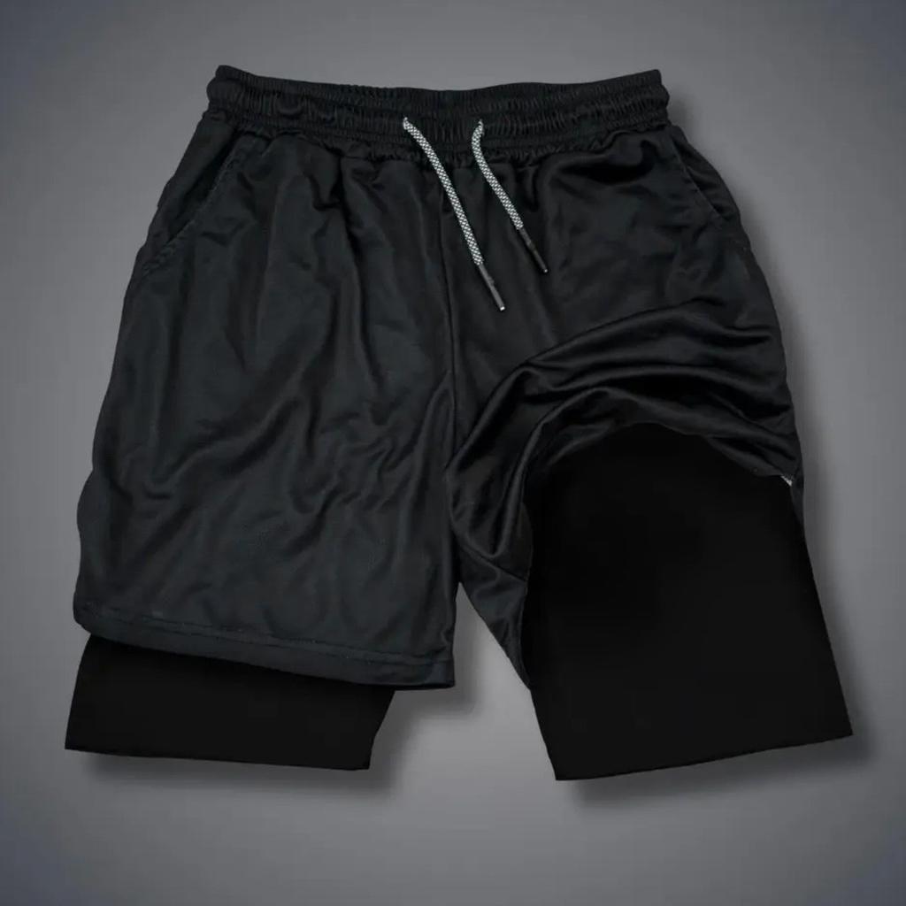 Summer Sports Shorts for Men's Double-layer Fake Two-piece Quick-drying Casual Basketball Shorts