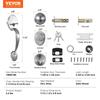 Front Door Handle and Deadbolt Set, Satin Nickel Front Door Lock Set with Interior Knob, Adjustable Hole Spacing Single Cylinder Handleset, for Right
