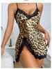 Leopard Print Lace Silk-Style Camisole Sleepwear