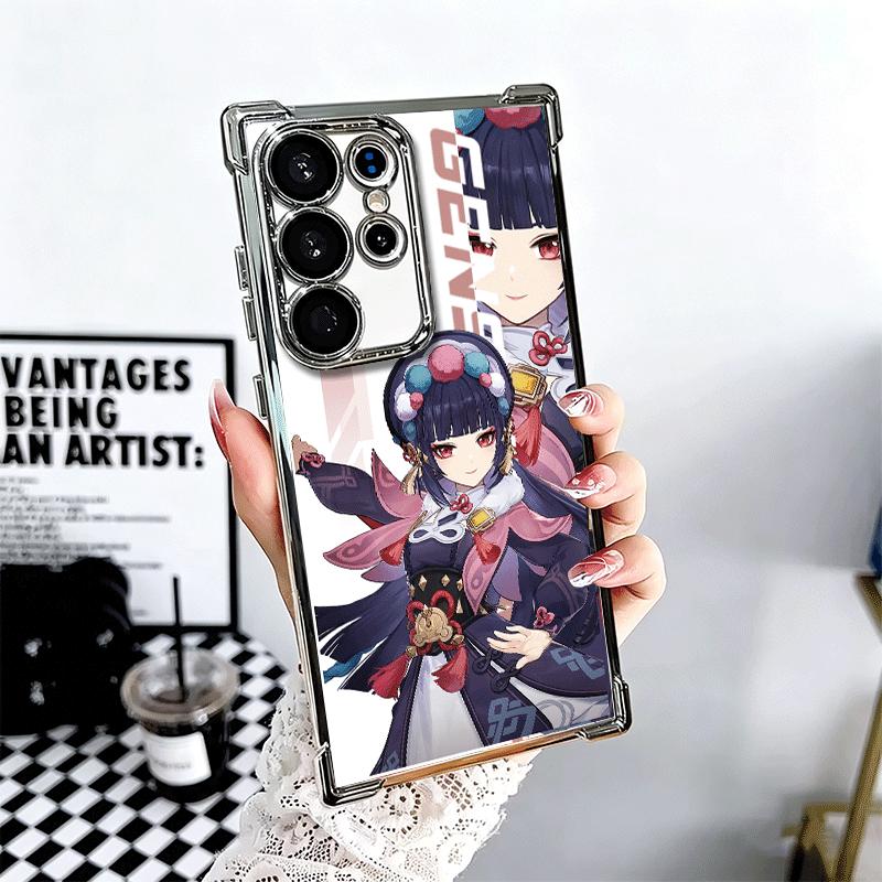 

Genshin Impact Desgin Plating Phone Case For Samsung Galaxy S24 S25 FE S26 Edge S23 Ultra S22 S21 Plus S20 Anti-Fall Airabag Cov Samsung S24