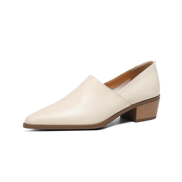 Fashion New Spring/summer Women Pumps Sheep Leather Women Shoes Pointed Toe Chunky Heel Loafers Genuine Leather Shoes for Women Handmade