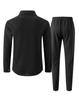 Men's Double-Pocket Waffle Two-Piece Set: Long-Sleeved Shirt and Pants for Autumn