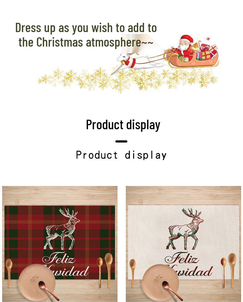 Western Style Stain-Proof Linen Placemat - Heat-Insulating and Decorative Christmas Table Mat