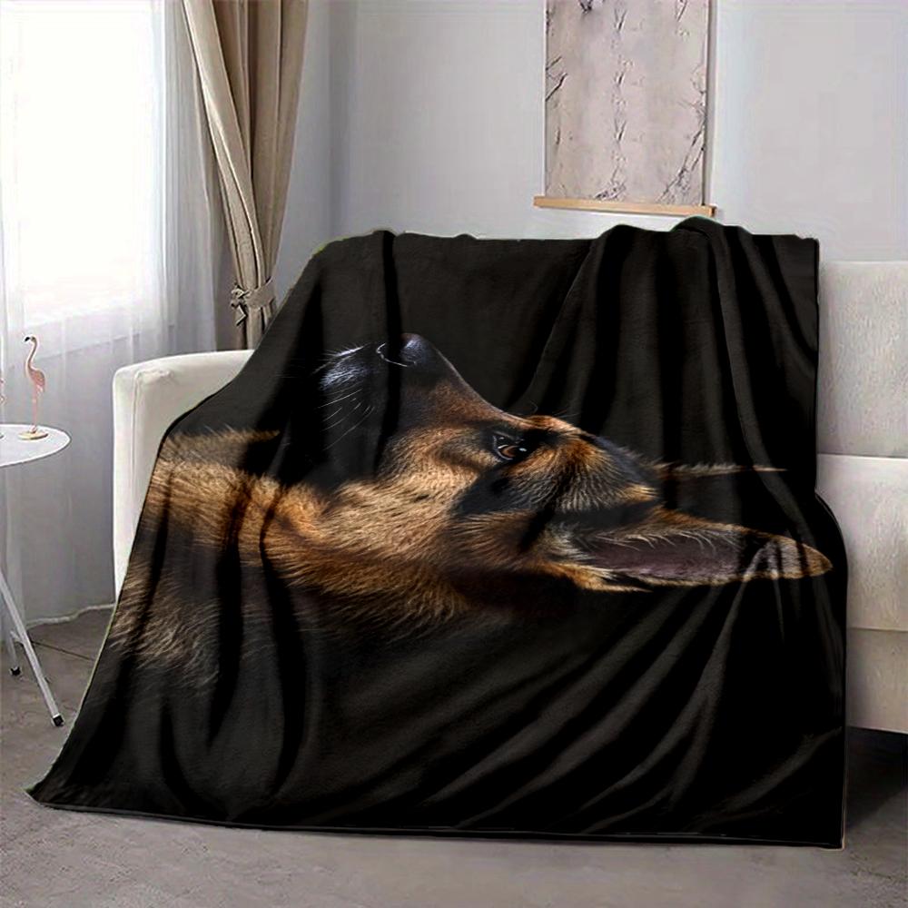 1Pc German Shepherd Profile Blanket Soft And Comfortable Casual Warm Camping Travel Christmas Halloween Xmas Gift M92856