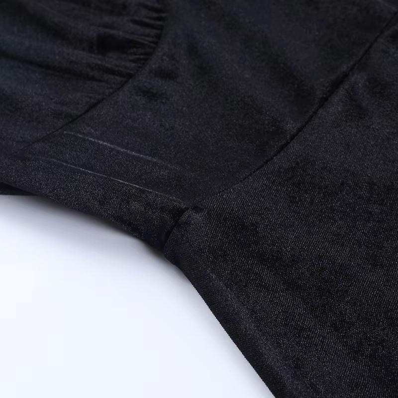 Grunge Goth Gothic Black Mini Dress Lace Trim High Waist Bodycon Women Vintage Punk Lolita Cloth