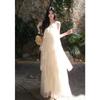 In Stock At the Actual Price, Korean Gentle Wind Lace Beautiful Back Suspender Dress, Spring New Holiday Wind Cake Long Dress for Women