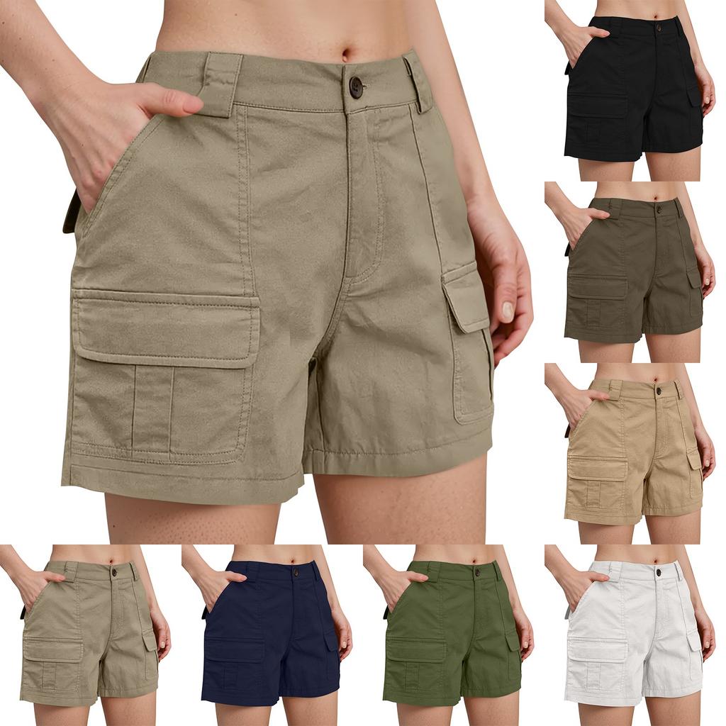 Bermuda Shorts For Women Cargo Shorts Elastic Waist Long Shorts For Summer Casual