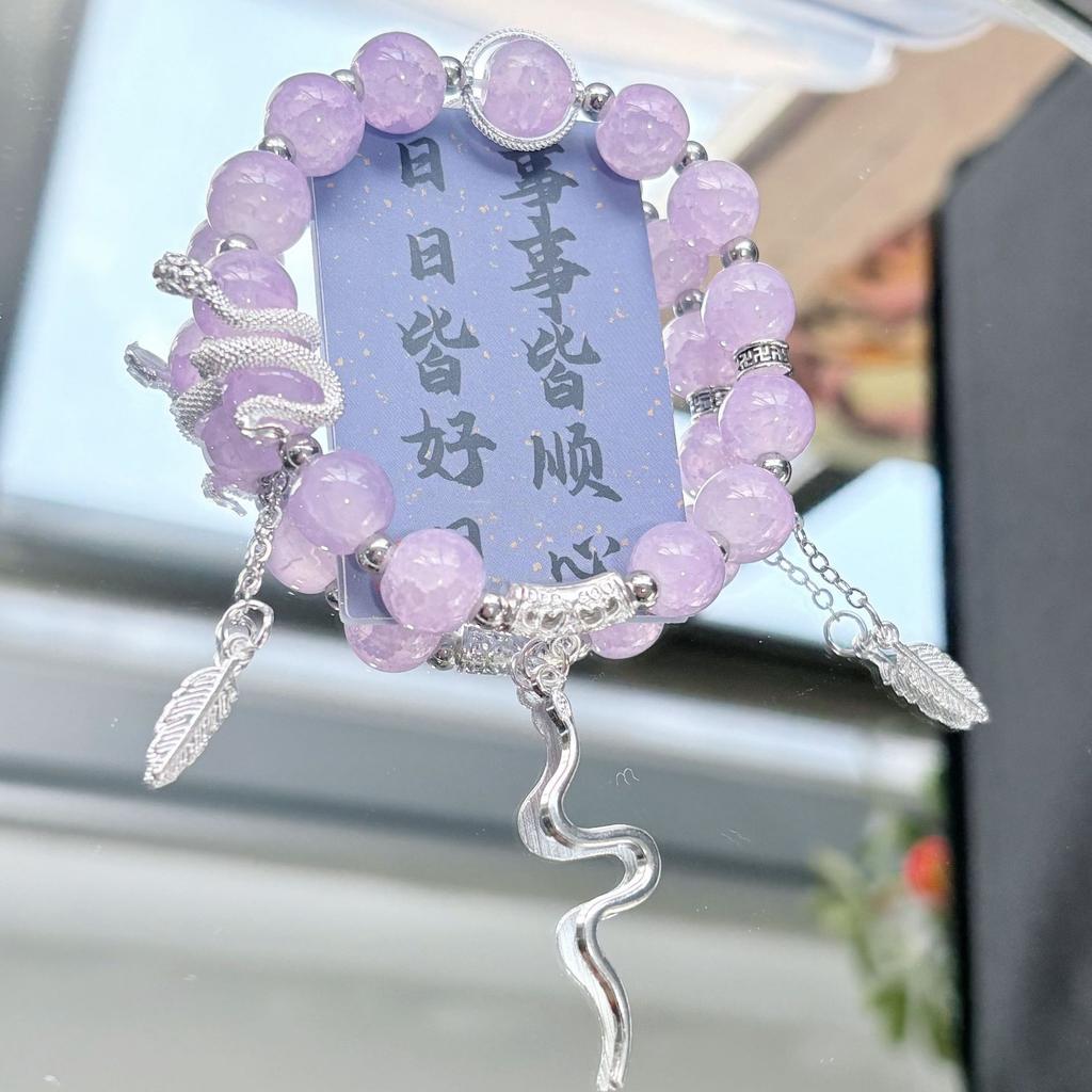 New Year's White Snake Popping Beaded Bracelet Female Natal Year Niche Design Student Girlfriend Bracelet