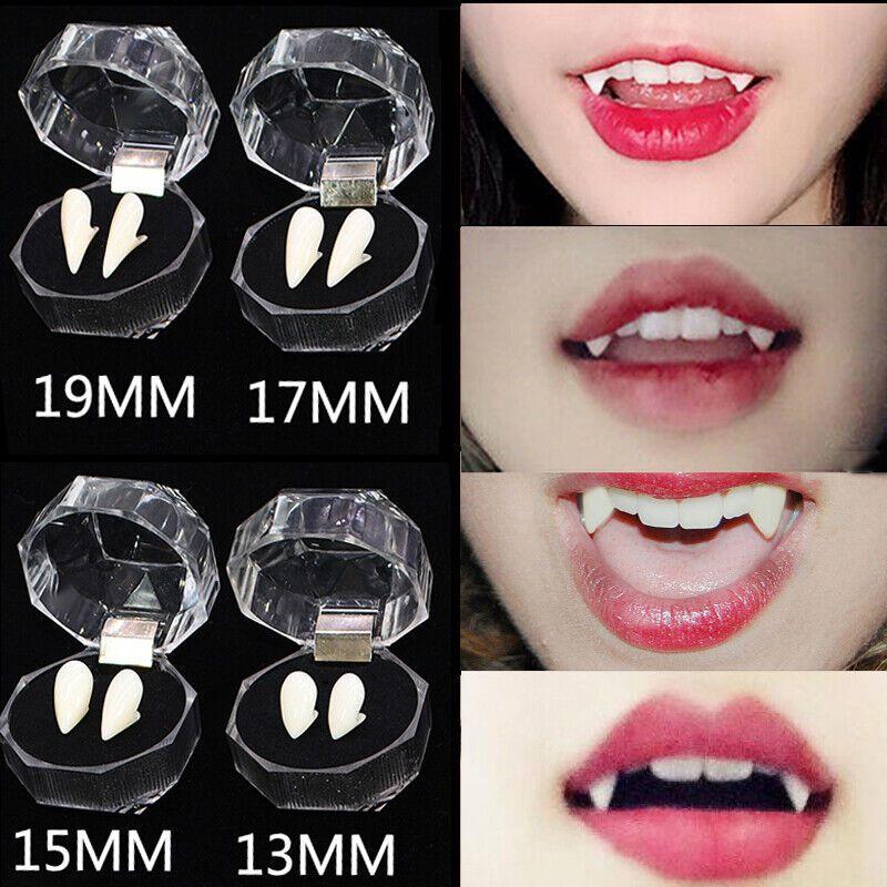 Realistic Halloween Vampire Fangs Teeth Kit With Solid Adhesive And Customizable Sizes