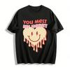 You Melt My Heart Smiley Face Graphic Casual Top Pure Cotton T-shirt