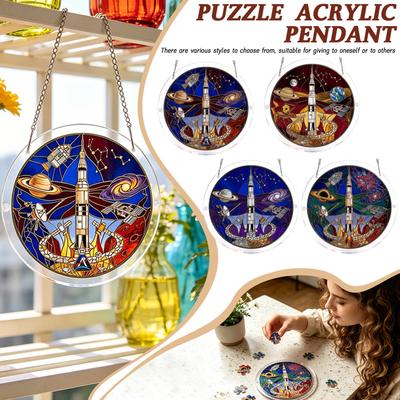 Acrylic Puzzle Window Decoration, Creative Stained Glass Hanging Ornament, Assembleable Window Decoration, Fun DIY Puzzle Ornament, Home Window D