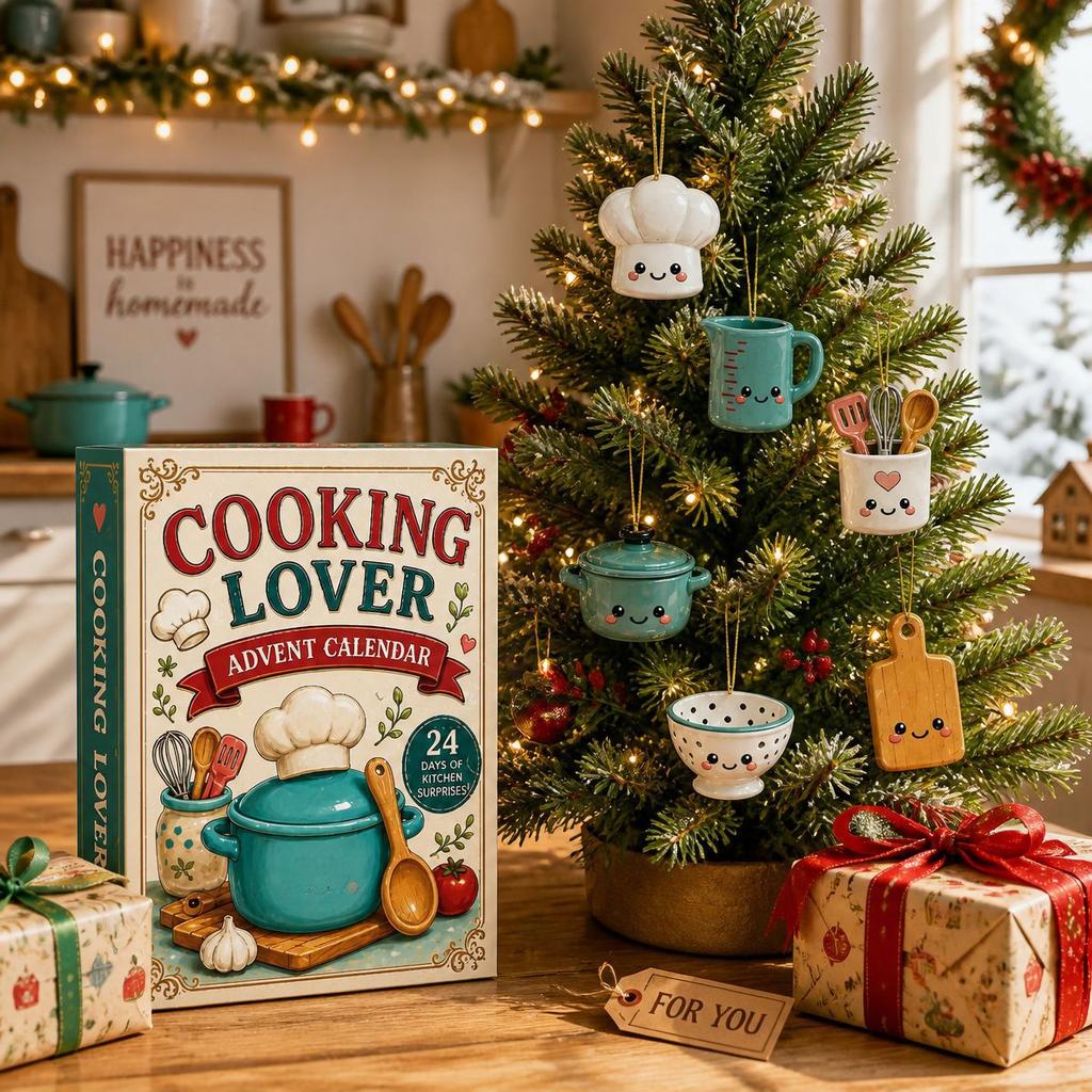 2026 Christmas Countdown Calenda, 24 Acrylic Kitchenware-Themed Christmas Ornaments,Holiday Gift for Christmas