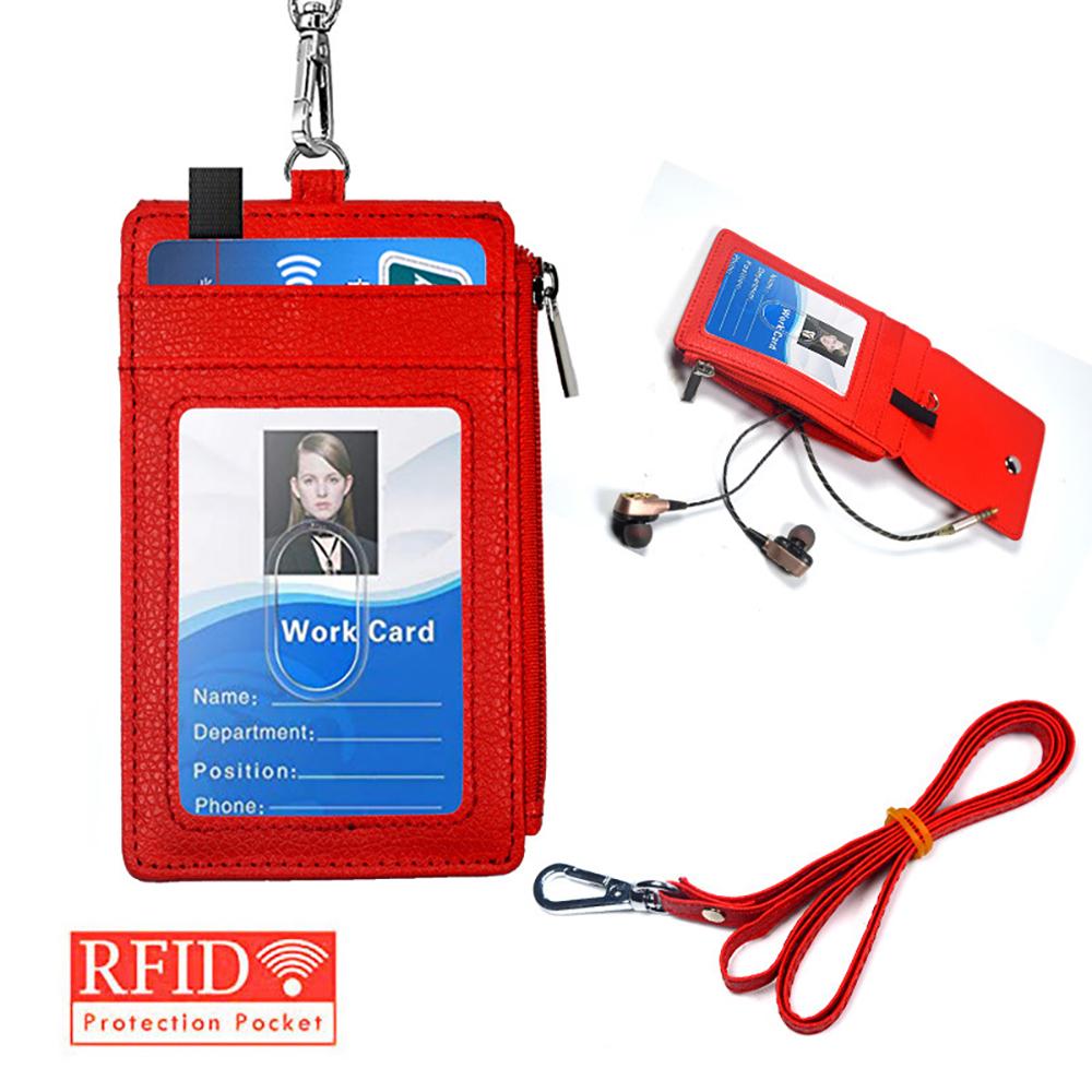 

с шейным шнурком, блокирующий RFID чехол для ID-карты, держатель для кредитных карт, держатель для бейджа с именем, обложка для ID сотрудника красный