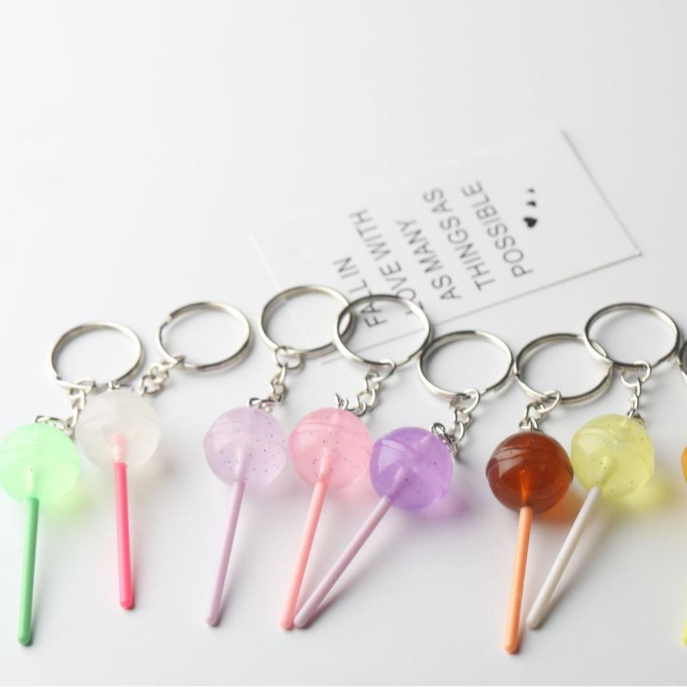6-50 Pcs Simulation Lollipop Keychain Colorful Candy Car Key Chain Bag Phone Pendant For Men Women Random Color