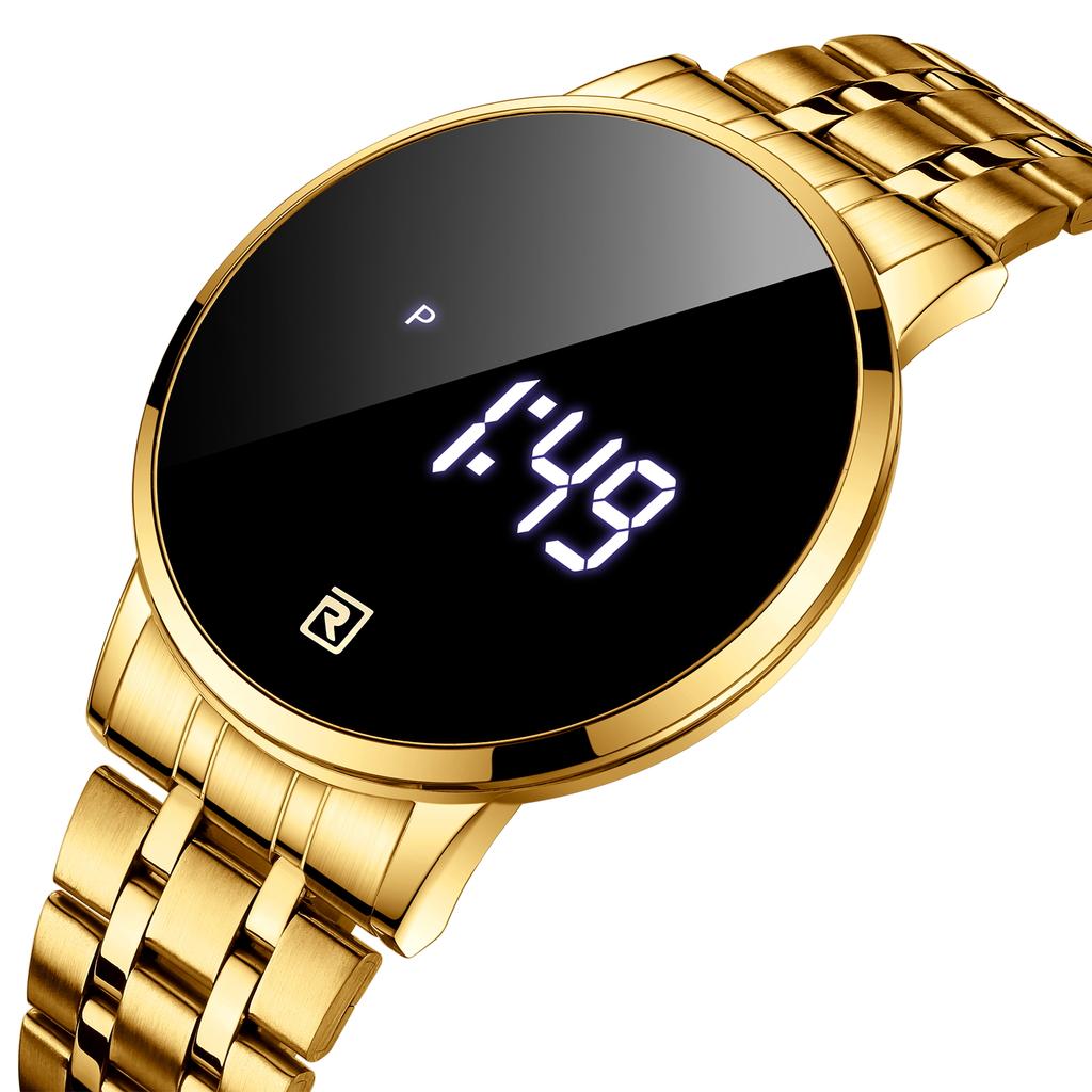 REWARD Reward Brand Reloj Digital Watch Quartz Men Casual LED Touch Screen Stainless Steel Black Year Month Simple Wrist Watch for Men