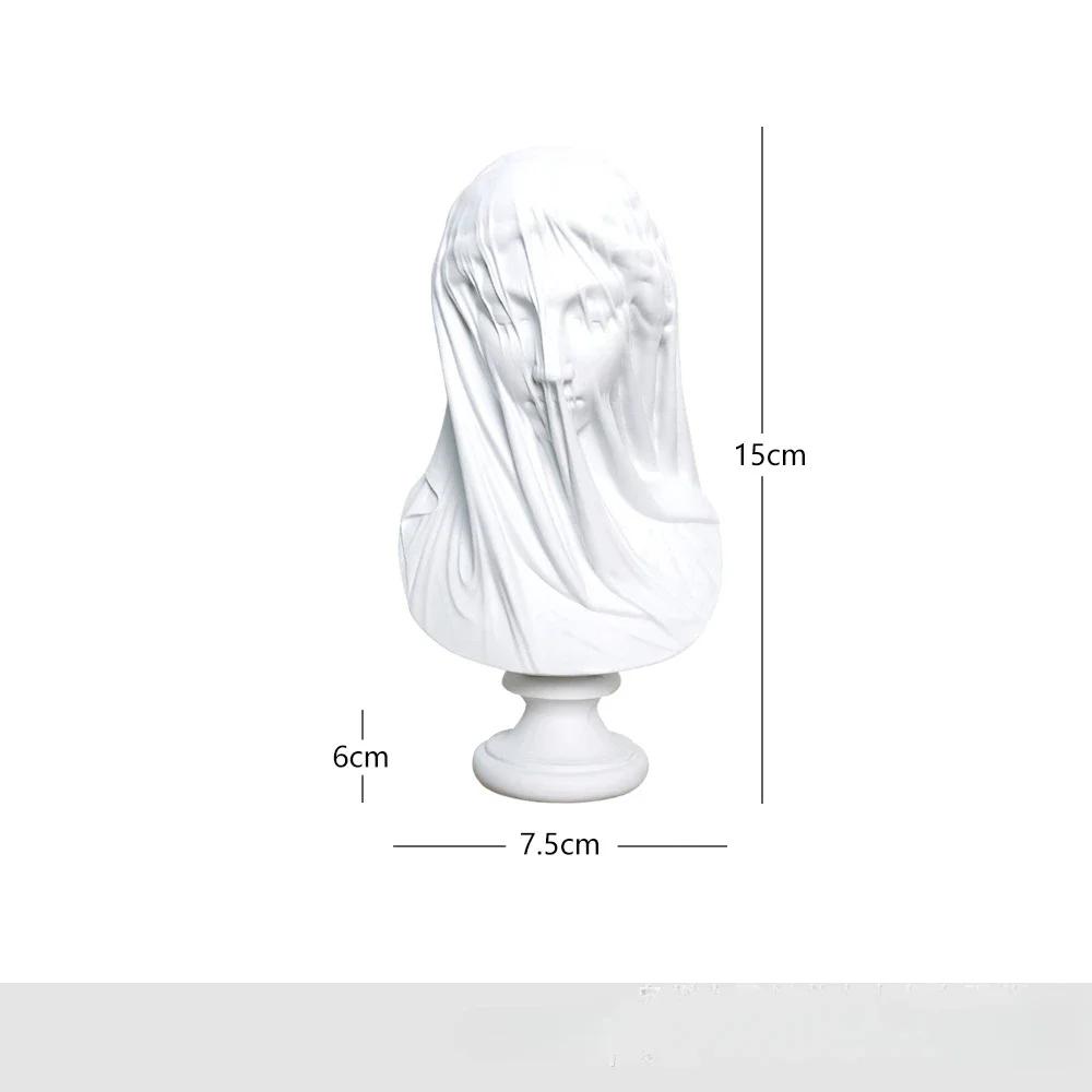 Resin Handicraft Figure Sculpture Veil Girl Caped Lady Abstract Bust Plaster Statue Decorative Figurines Home Decoration