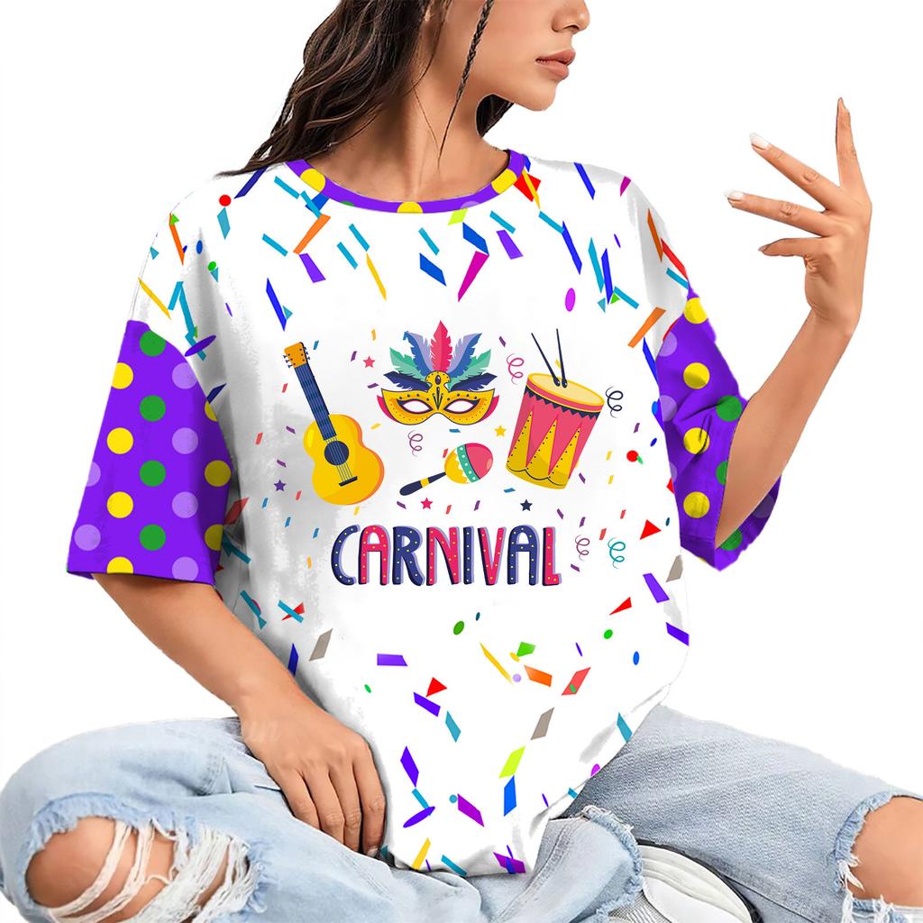 Summer Round Neck 3D Print Top Fashionable Casual Hip Hop Short Sleeved Women's T-shirts
