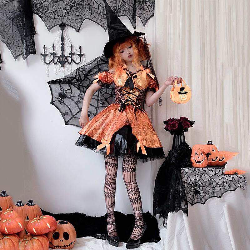 Halloween Adult Costume Witch Costume Masquerade Cos Show Costume Pumpkin Witch Costume Cosplay Dress