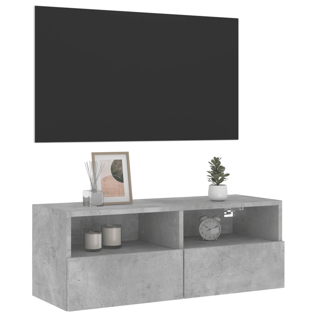 Vidaxl Ścienna Szafka Tv, Szarość Betonu, 80X30X30 Cm