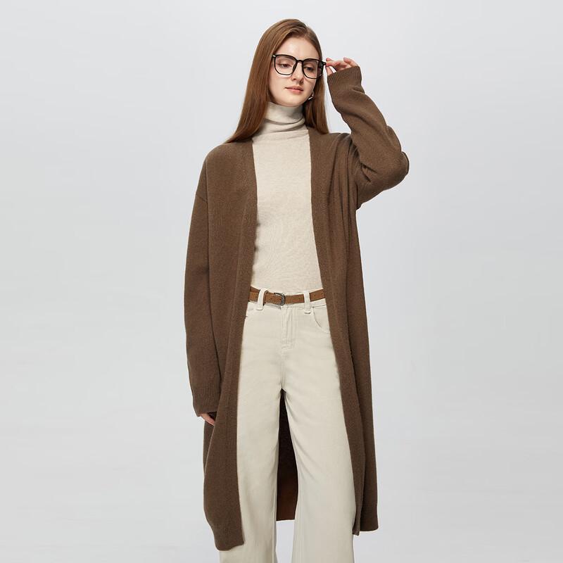 Women's Winter Mid-Length V-Neck Wool Sweater Cardigan